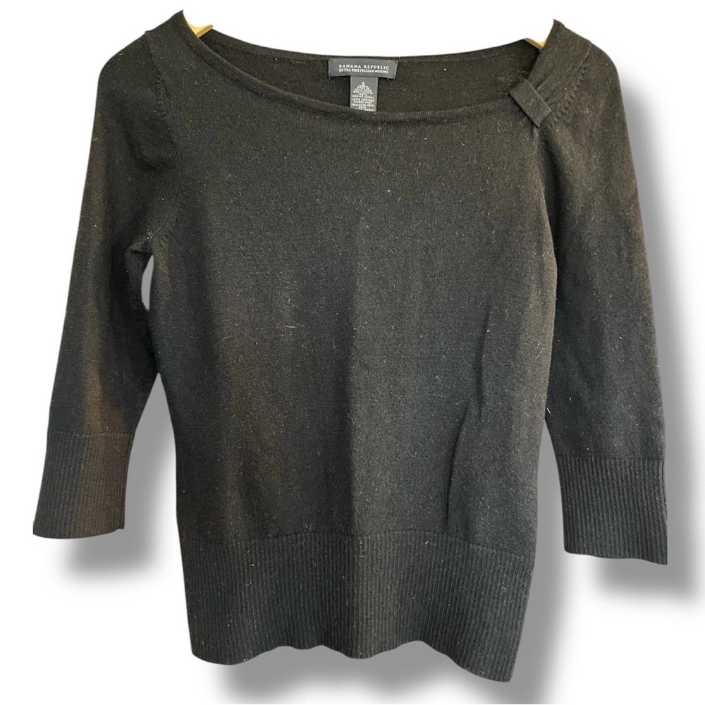 Banana Republic 100% Fine Merino Wool Black Sweater Women's Small